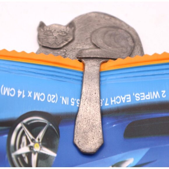 G.F Jackson Signed Cat Bookmark Place Holder Pewter Silver Vintage Animal Signed - Picture 6 of 8